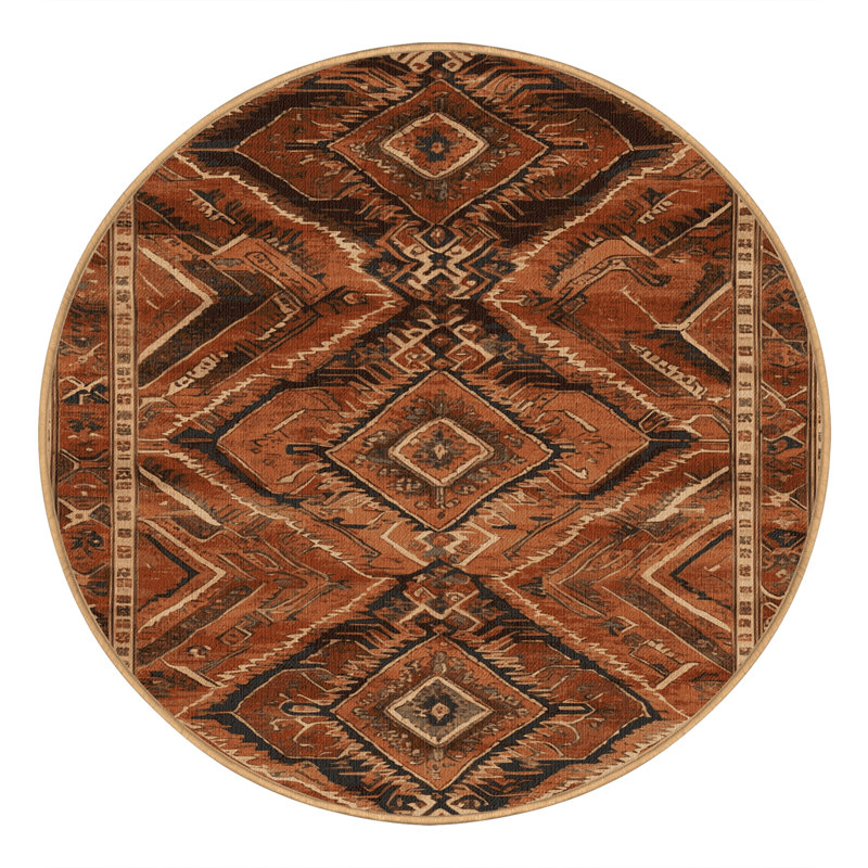 Tapis brun lavable à la machine, Rond 5 pi