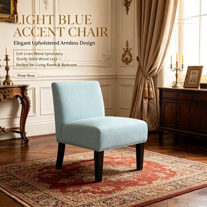 Modern Accent Chair for Living Room, Light Blue 