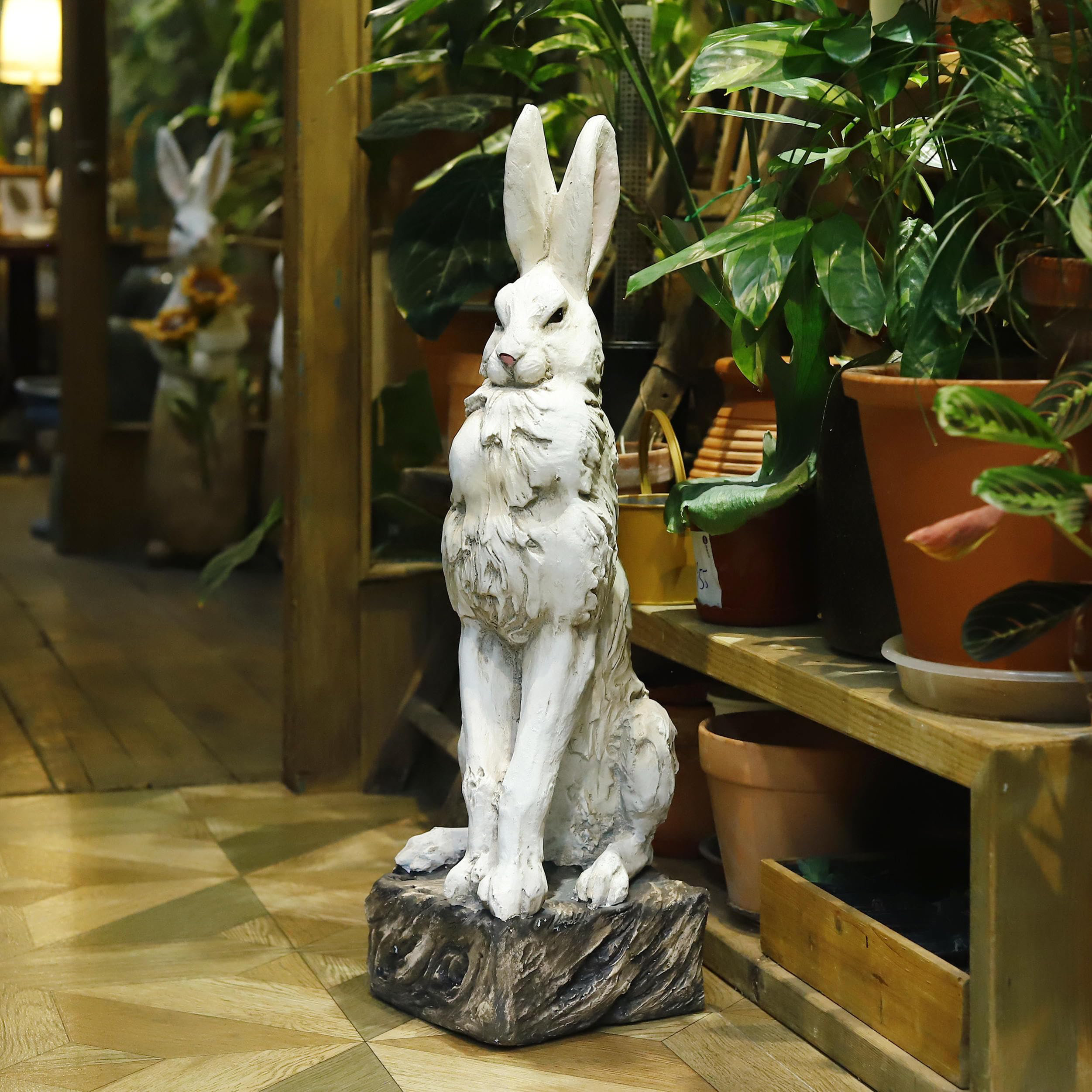 UZOPAL 30'' High Realistic Noble Sitting Rabbit Bunny Sculpture - Happy ...