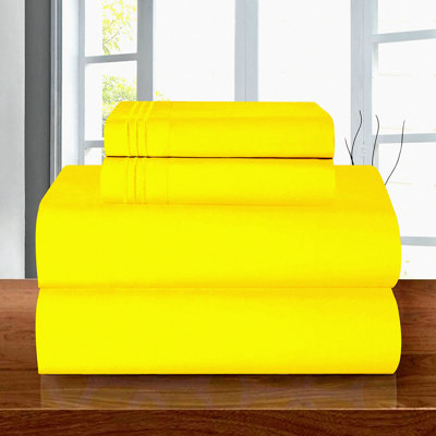 GoldenLux 1500 Thread Count Microfiber Sheet Set - Wrinkle Resistant, Deep Pocket Fitted Sheet - Hotel Quality Luxury Bedding - Yellow - 4 Piece