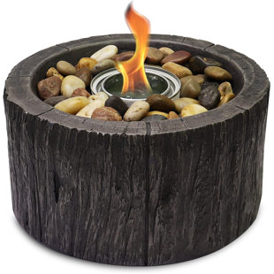 Realistic Stump Concrete Ethanol Indoor & Outdoor Tabletop Fireplace
