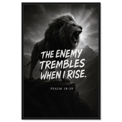 Art Remedy When I lever Script Roar, art mural chrétien sur toile, cadre noir, 30 x 45