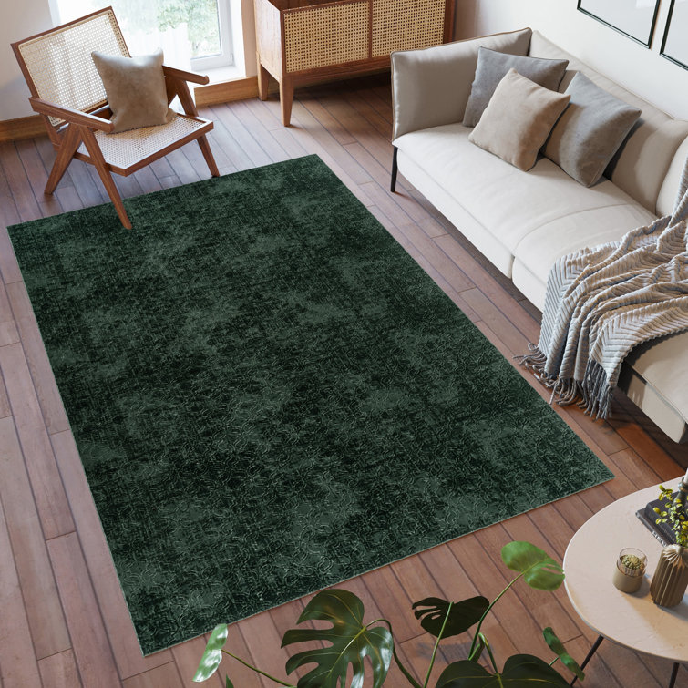 Tapis d'intérieur transitionnel en polyester vert foncé Gertmenian Shadow Thandi
