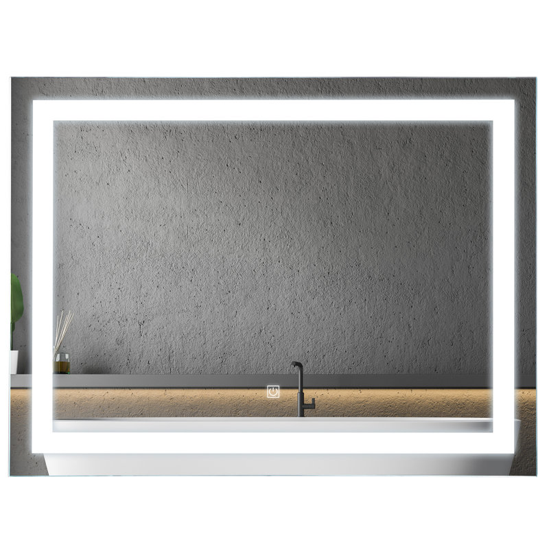 Miroir de salle de bain lumineux à DEL, miroir de meuble-lavabo mural avec mémoire à intensité variable, imperméable, horizontalement ou verticalement