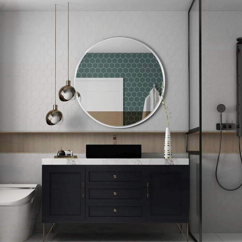 Miroir de salle de bain, Argent argent, 32" x 32"