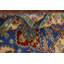 Tapis bleu Kazak à motif géométrique oriental 4 x 6