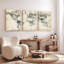 Ensemble de 3 tableaux muraux vintage sur toile représentant une carte du monde-19872938