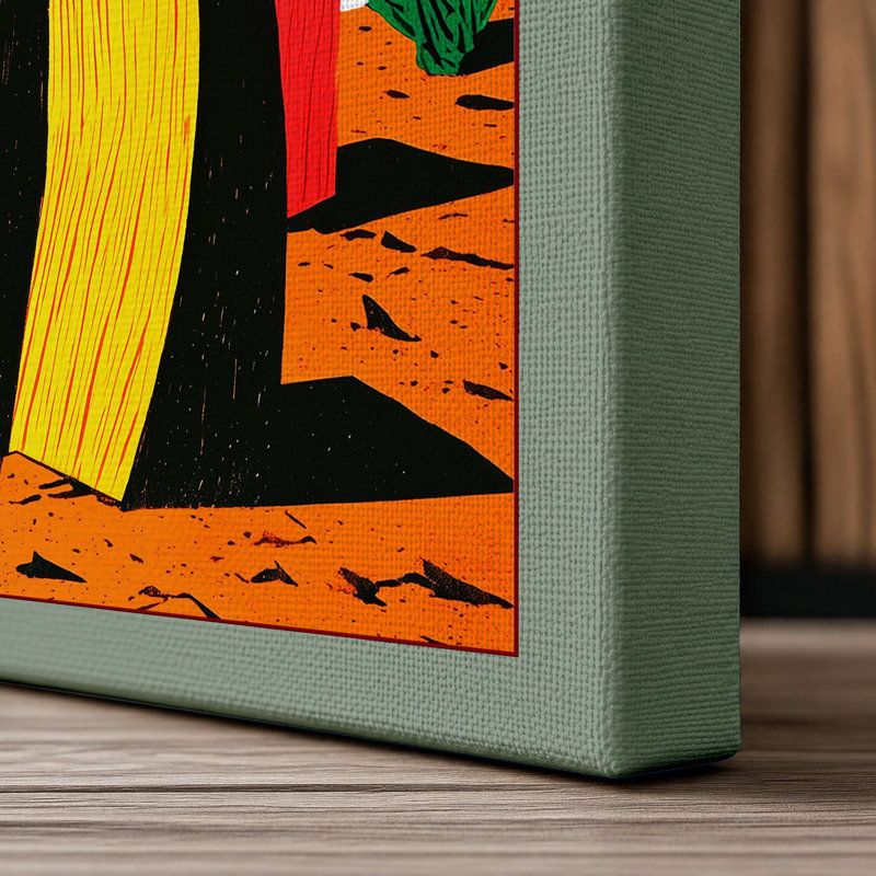Desert Cacti Botanical 1 Piece Wrapped Canvas Wall Art, 30x20 - 76.2 x 50.8 cm, Sage Border