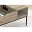 Table basse rectangulaire 42 po avec plateau relevable, couleur taupe foncé, table moderne en métal noir, support rectangulaire, solution de rangement spacieuse