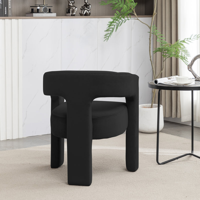 Fauteuil large en velours 24,6 po Jauier, Velours noir