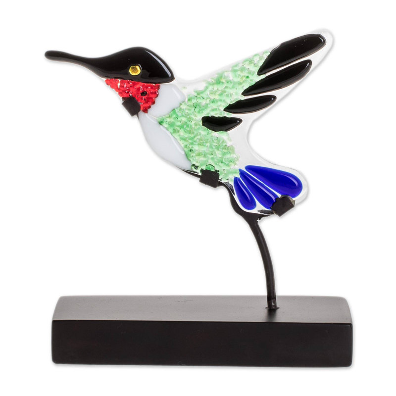 Colibri et sculpture sur verre Holweg