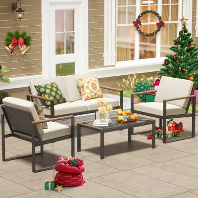 Atara 4 - Person Patio Conversation Set with Cushions