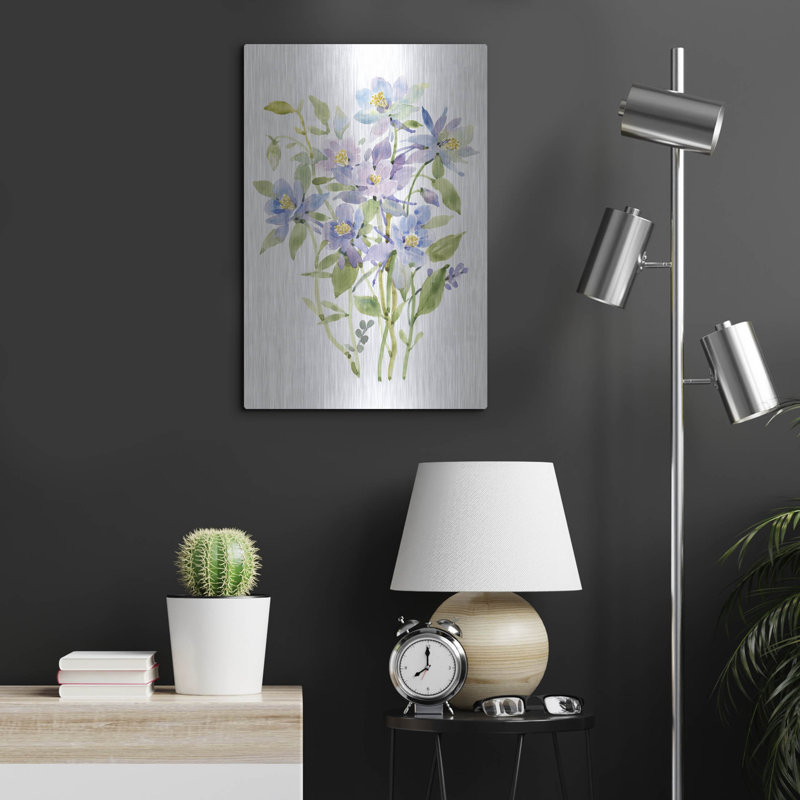 Art mural en métal «Columbine Spray II» par Tim O'Toole, H 24 po x l 16 po