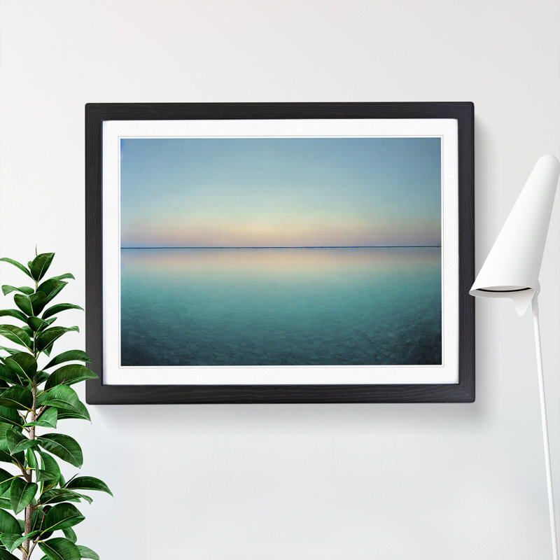 Serene Lake - Single Picture Frame Painting, 46cm H x 64cm W x 2cm D, Black