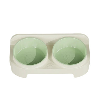 Le bol incliné à double cuve pour animaux et nourriture pour animaux protège le rachis cervical de 11,81 po x 5,71 po x 3,35 po, vert
