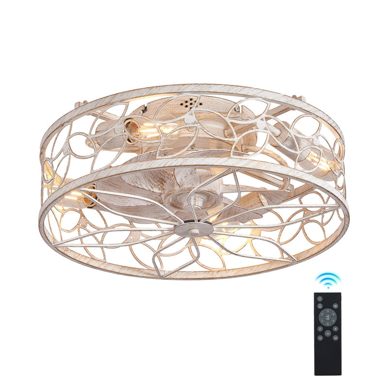 18-Inch Vintage Caged Ceiling Fan Light – Quiet Operation, Remote Control, Industrial Style For Living Room, Bedroom, And Kitchen (Silent/6-Speed/Reversible/Dc Motor) (Bulb Not Included)
