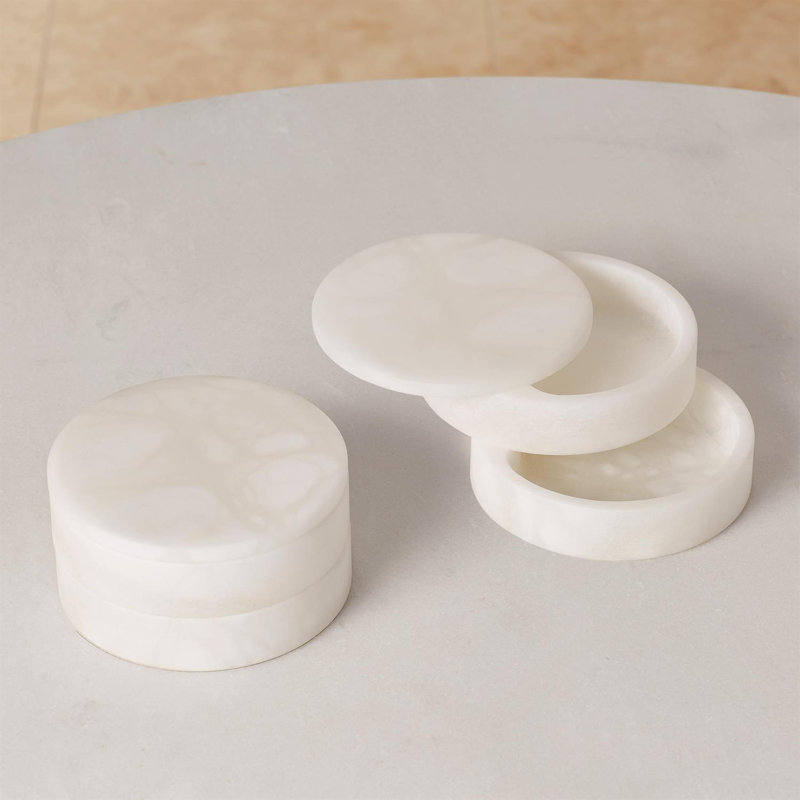 Alabaster Swivel Box-White
