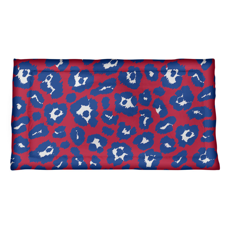 Taie décorative à imprimé léopard Buffalo football, polyester, Très grand, Rouge / bleu / blanc