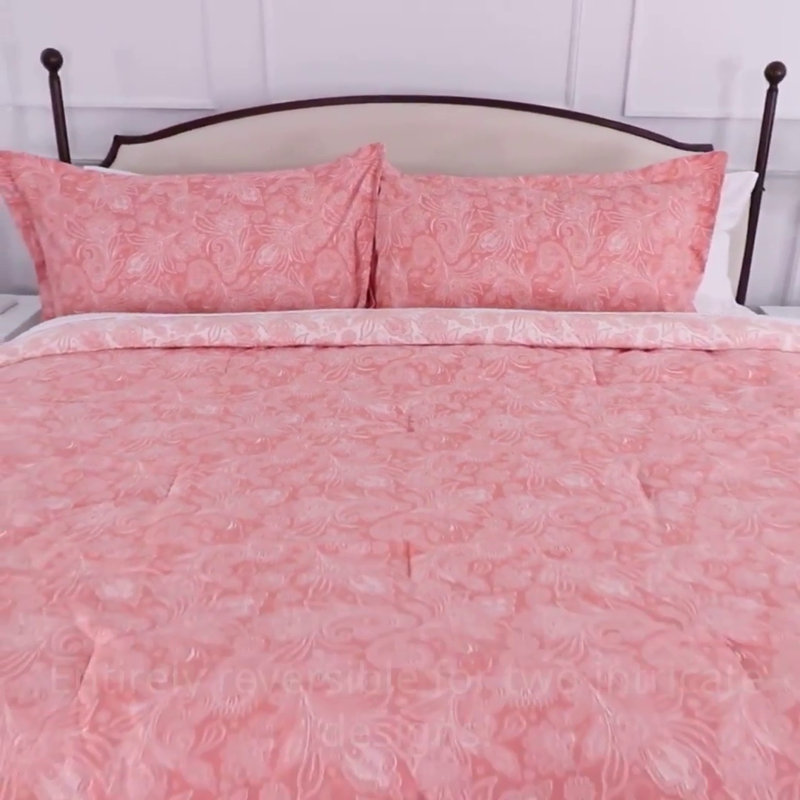 Coral Haze Microfiber Reversible California King Duvet Cover Set