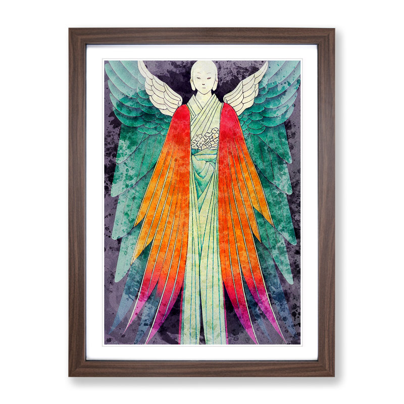 Beautiful Angel - Single Picture Frame Painting, 46cm H x 34cm W x 2cm D, Brown Framed