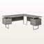 Bureau d'ordinateur à 2 tiroirs à finition brune avec pieds en métal argenté Iveliz H 29,74 po x l 70,81 po x P 70,81 po