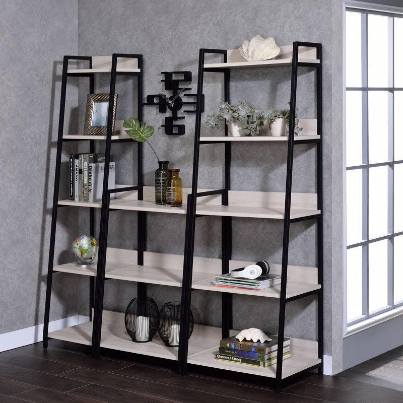 Ahlexis Ladder Bookcase with Open Compartments, (5 Shelves) 67” H x 16” W x 16” D Duplicate, Beige incorrect