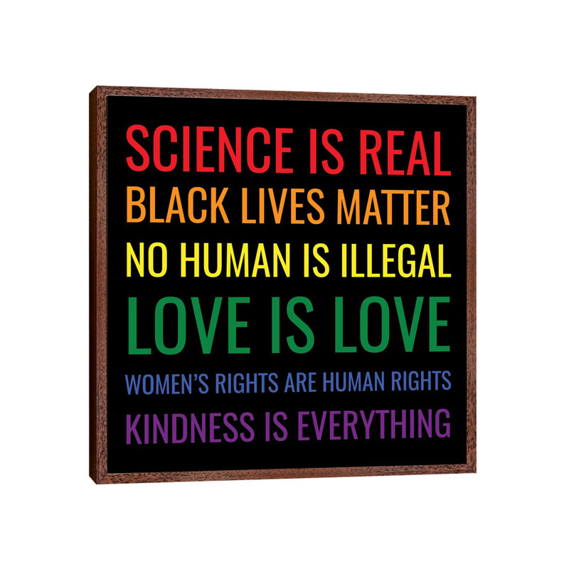 Kindness Is Everything I - Print on Canvas, 93.98 cm H x 93.98 cm W, Classic Brown Wood Framed Canvas