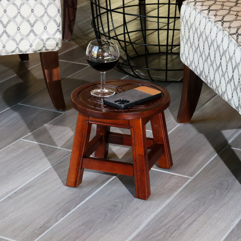 Charmant tabouret de papillons en bois cerisier - Compact et polyvalent pour la décoration intérieure H 10 po x P 11 po cerise élégante, utilisation quotidienne 10 11