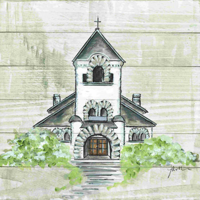 " Hometown Church " Mixed Media Print