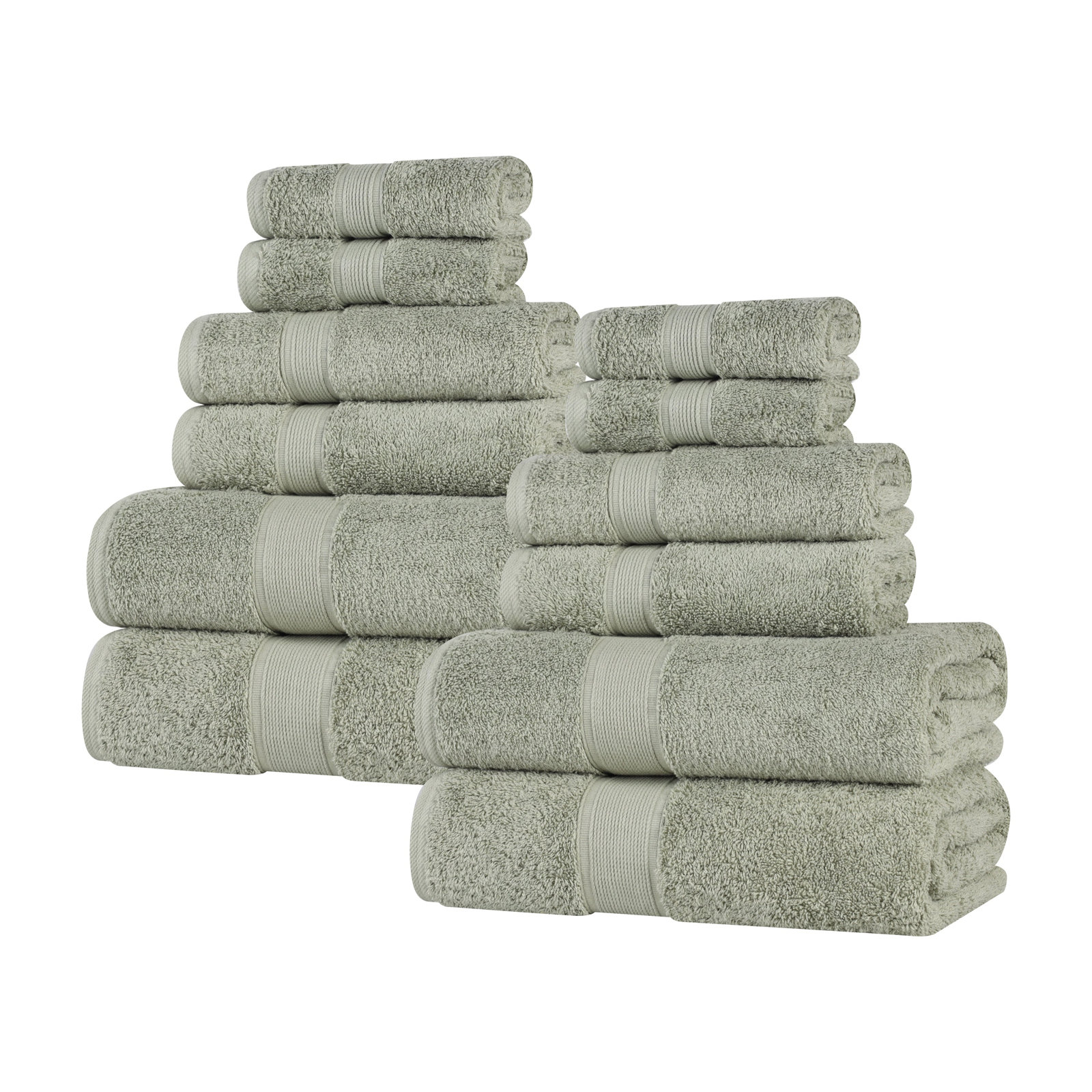 Organic Cotton Towel Set, Sage, 12 Piece Set