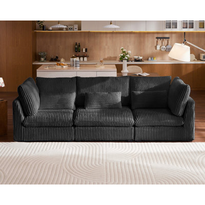 Oversized Modular Sectional, Cloud Corduroy Sofa Wide Deep Seat Couch, Large Sleeper Bed Plush Cushion with Convertible Ottoman Chaise for Lounge Modern Furniture Sets