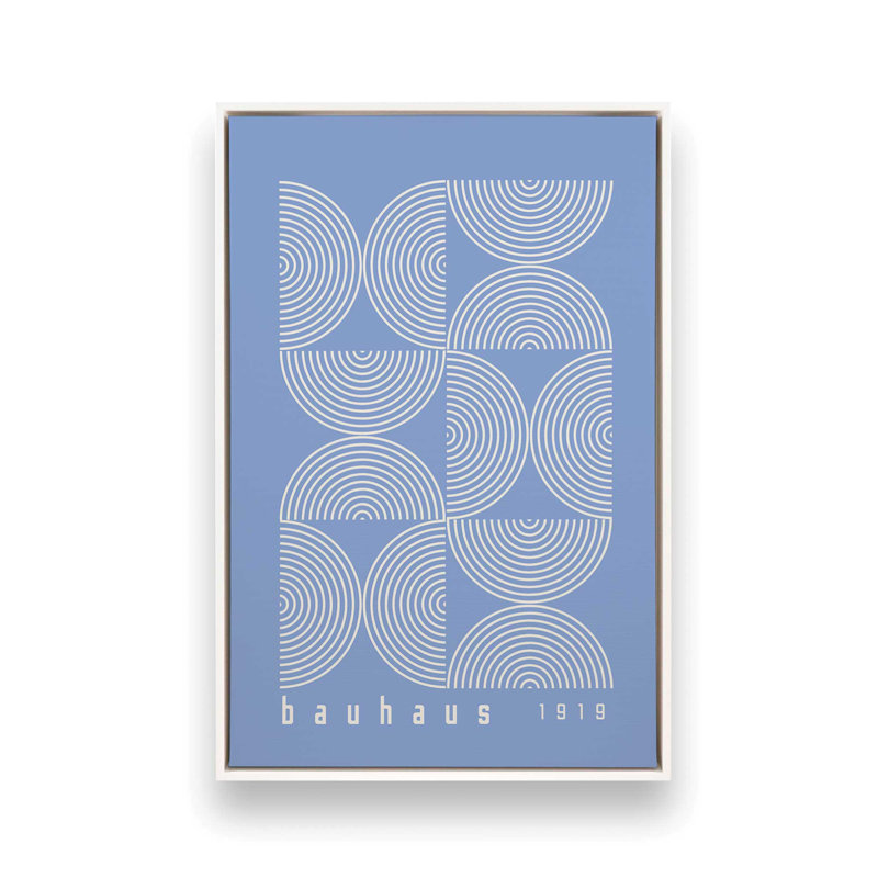 Affiche de composition Bauhaus, H 48,75 po x l 32,75 po, Bleu, Cadre flottant blanc opaque