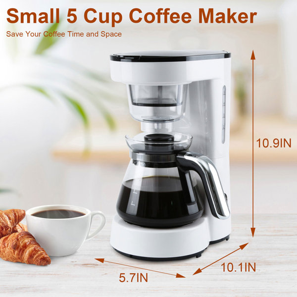BOSCARE Coffee Maker with Reusable Filter,Small Drip Coffeemaker Compact  Coffee Pot Brewer Machine (5 Cup)