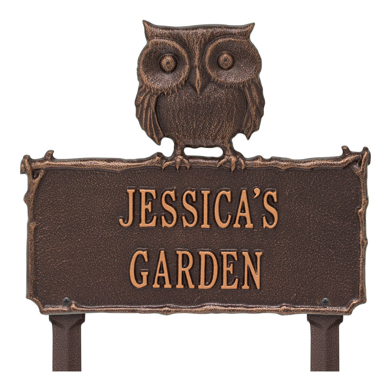 Owl Personalized Garden Sig, Antique Copper, Yes