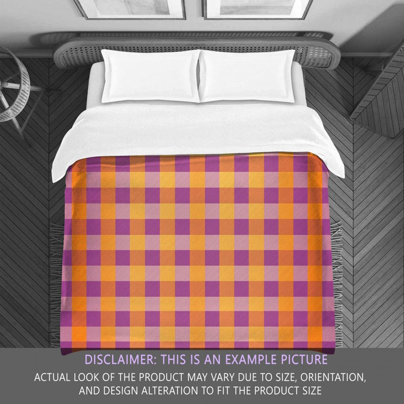 Gingham Comforter, Orange/Purple, King Comforter