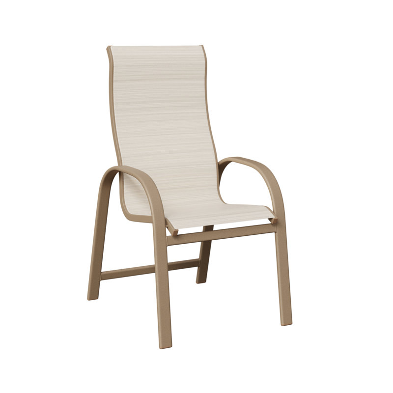 Chaise de salle à manger en aluminium à haut dossier Amma, Ormeau Kozo, Chêne veiné de bois