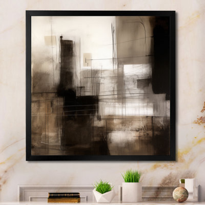 Black Mid Century Fusion V - Print on Canvas