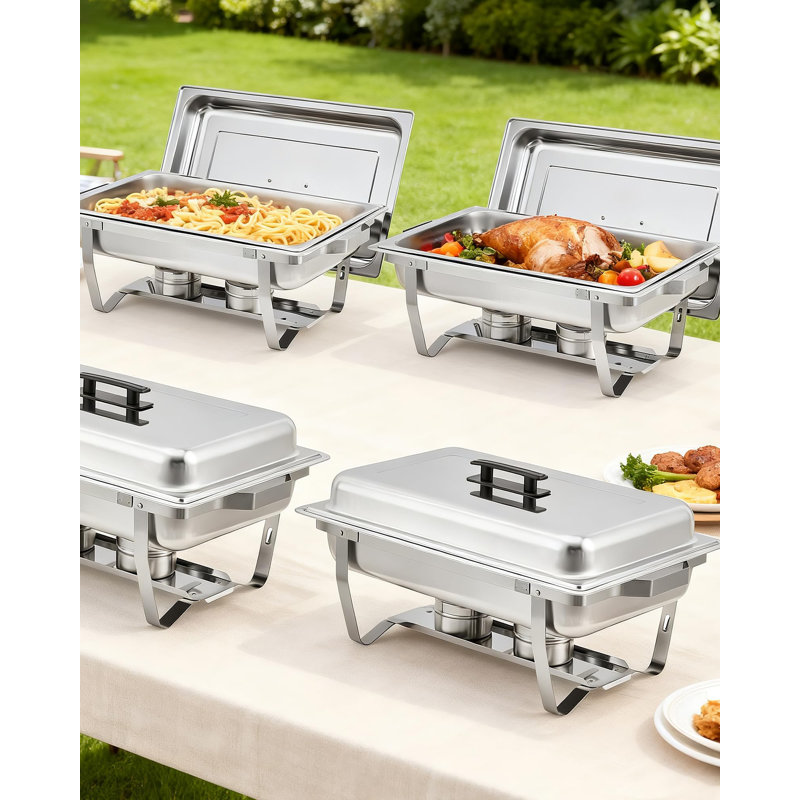 Ensemble de 2 réchauds et de réchauds pour buffet avec couvercle et cadre pliable Chafing