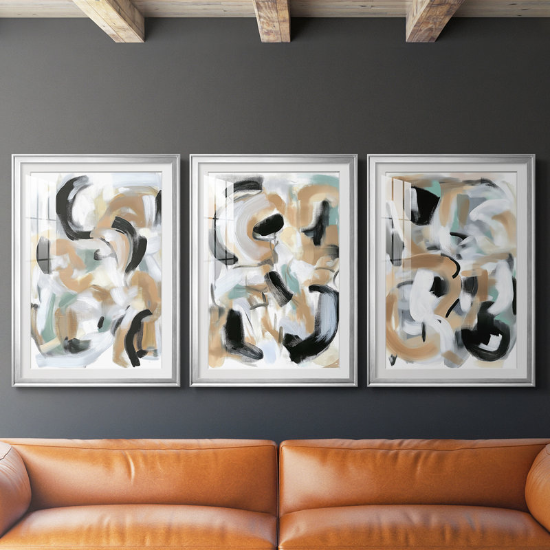 ABSTRACT Series DCCXCII  -Custom Framed  Premium Print W Matt - 3 Pieces, 21" H x 30" W