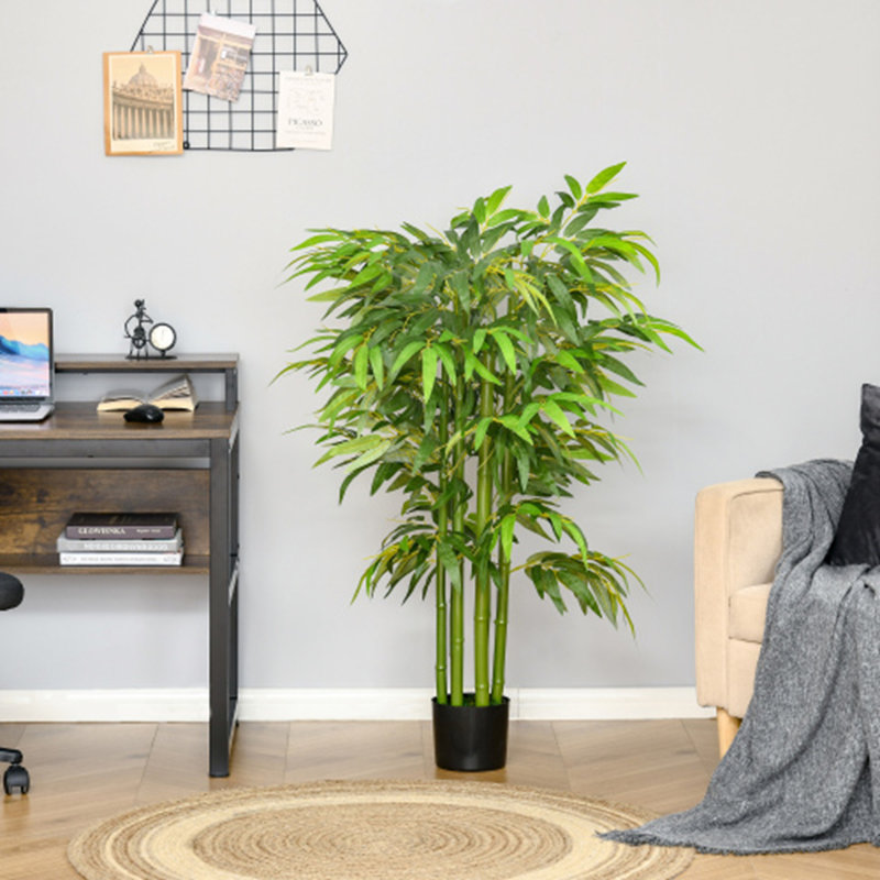 Arbre de bambou artificiel 4,5 pi HOMcom, plante artificielle en pot de chambre de bébé pour décoration intérieure ou extérieure