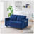 Modern Velvet Loveseat Futon Sofa with Reclining Backrest, Toss Pillows, Pockets, and Convertible Sleeper Function for Living Room-935130569