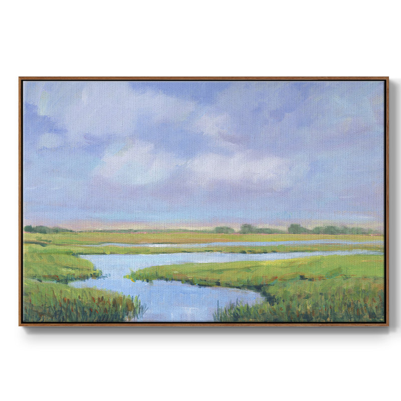 " Summer Marsh II ", 17" H x 25" W x 2" D, Walnut Framed