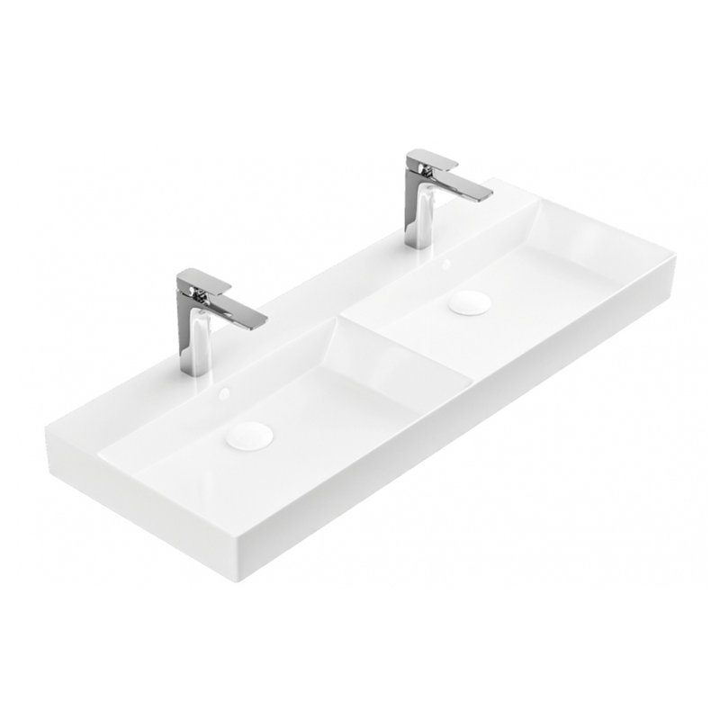 WS Bath Collections Energy 17.9'' White Ceramic Rectangular Bathroom Sink with Overflow, Single Hole