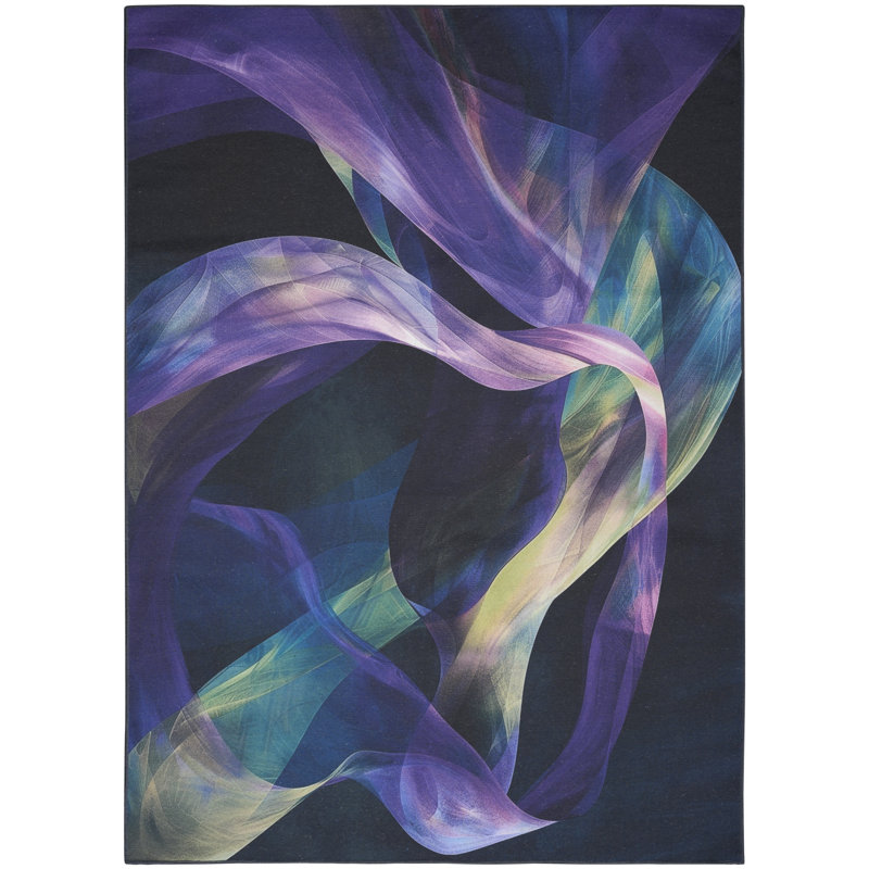 Ivy Bronx Washables Blue Multicolor Modern Indoor Rug, Rectangle 4' x 6'