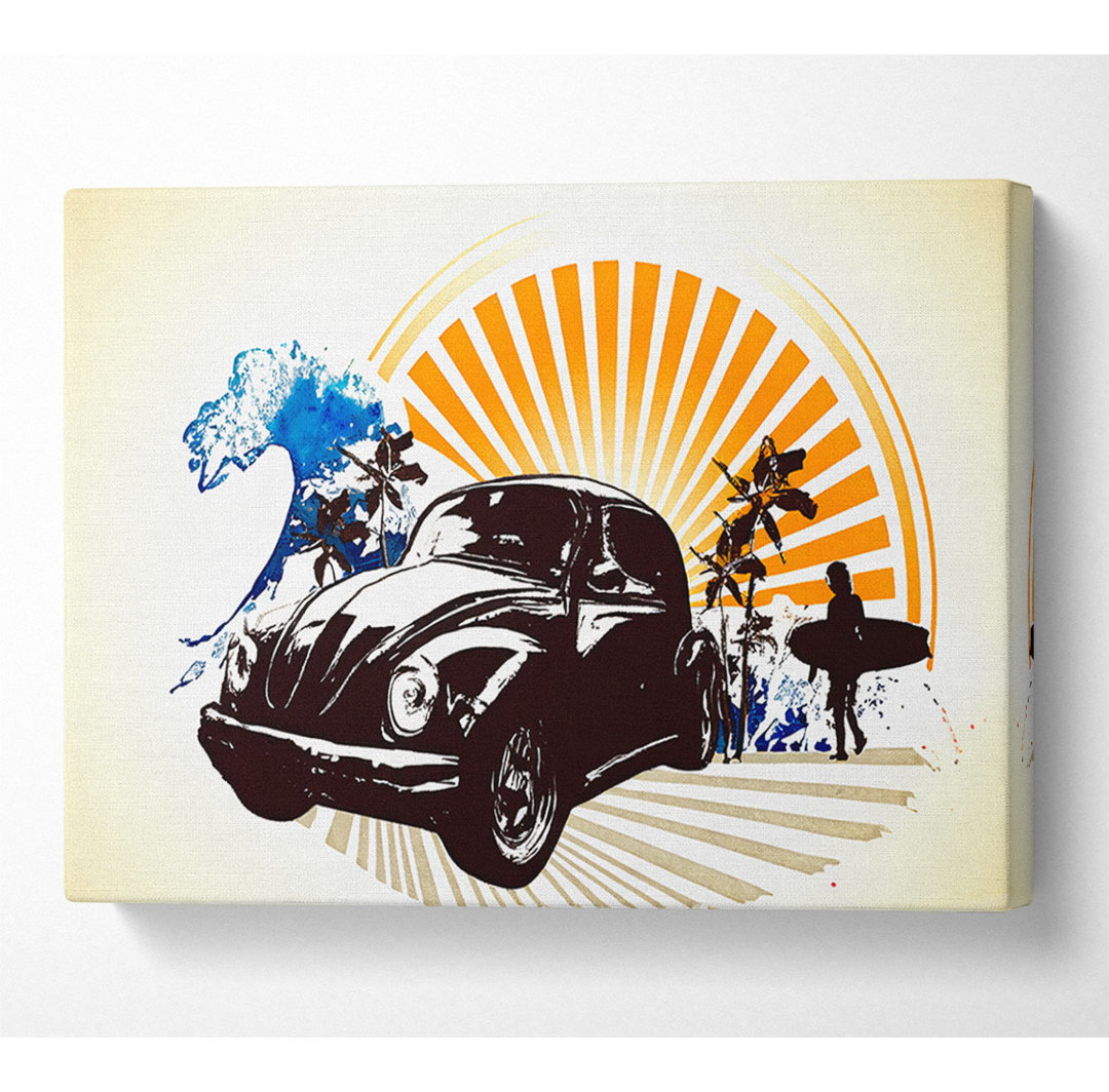 Vintage Volkswagen Beetle - Kunstdrucke auf Leinwand