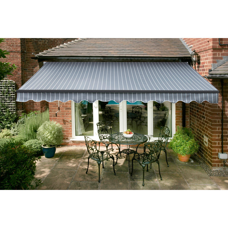 Dakota Fields 250cm D Fabric Grey/White Cover Retractable Patio Awning
