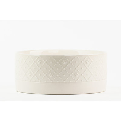 10 Strawberry Street Clermont Paw Embossed Pet Dish, Large, White
