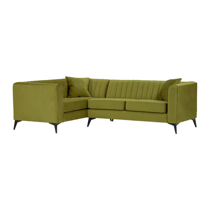 Adryen 5 Seater Velvet Corner Sofa , Left Hand Facing, Dark Green
