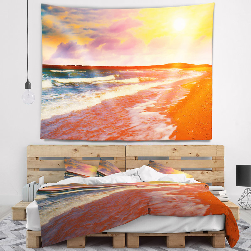 Tapisserie Desert Beach au coucher du soleil, H 32 po x l 39 po
