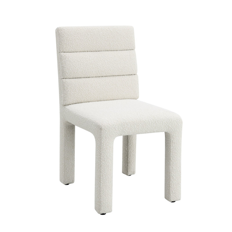 Beige Boucle Side Chair 2 - Foam Padding 18" Seat Depth, 32.3" Package Width, 220Lbs Max Load  2Pcs